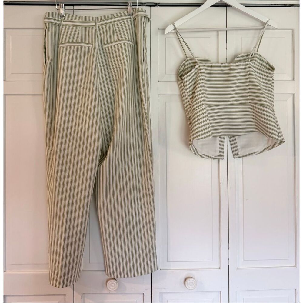 Anthropologie English Factory green striped trouser and tank set size XL - Picture 6 of 13